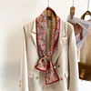 Two Sides 14X147cm Luxury Silk Scarf Women Neckerchief Hair Band Ribbon Headband Foulard Floral Bag Neck Ties Narrow Thin Strip 3