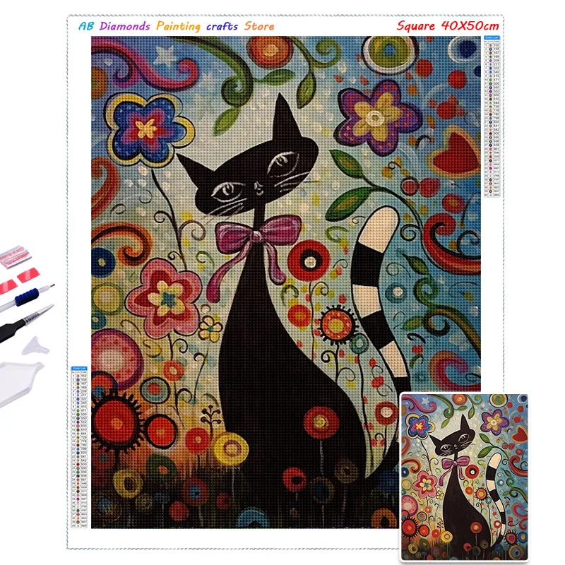 New AB Diamond Painting Cats Multi Color 5D Diy Diamont Embroidery Animal Full Square/Round Mosaic Pictures Home Decoration Gift 