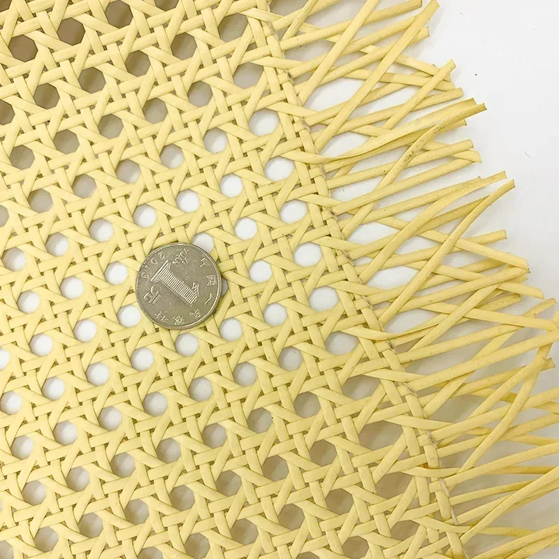 Rattan Cane Weaving Material Yellow Coffee Primary Color Vinyl Cane Webbing Wicker Grid Rattan Roll Weaving Material for Chair Cabinet Furniture Decor rattan cane weaving material rattan weaving material