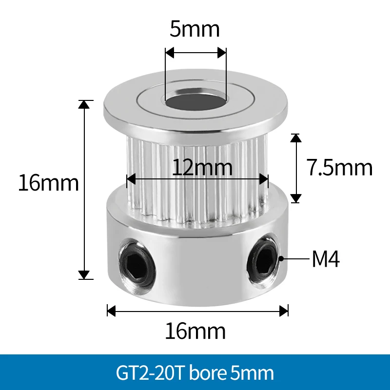 Poulie De Synchronisation GT2, Dents En Aluminium, Alésage De Roue, 16 20 30 36