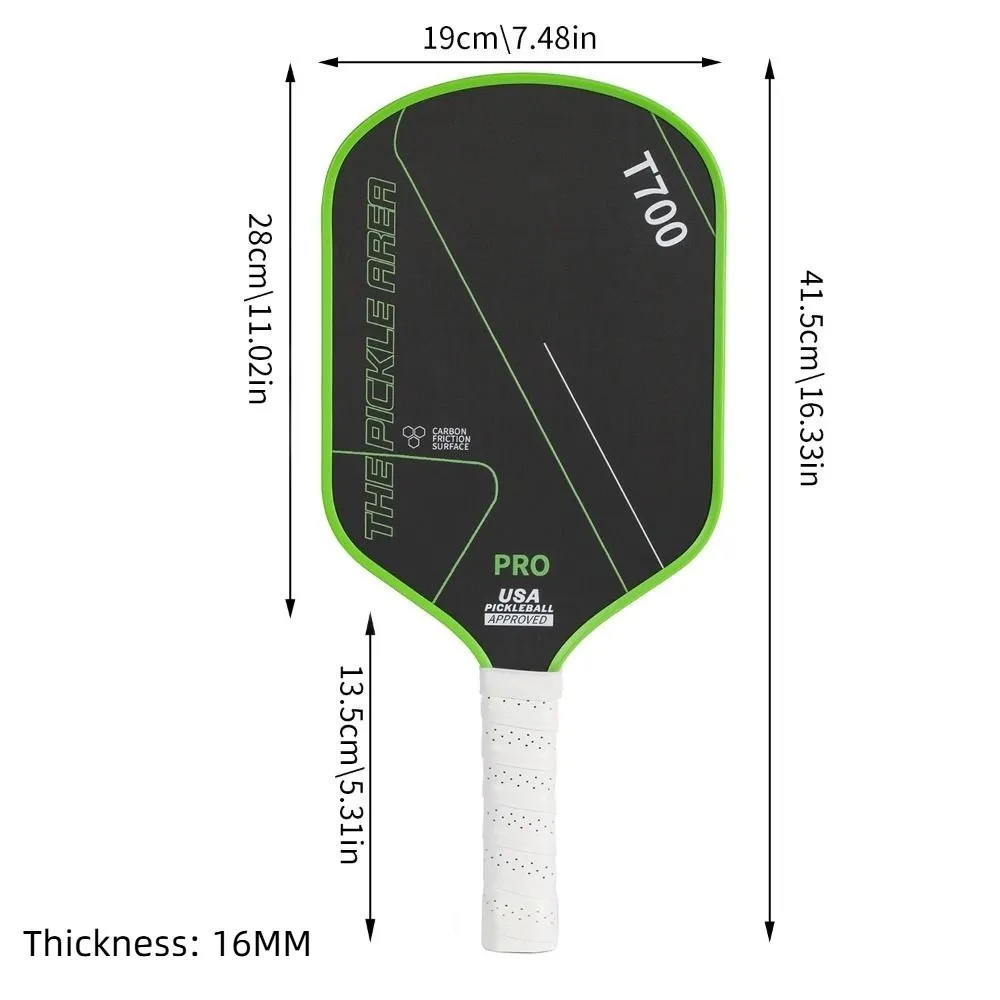 Durable T700 Pickleball Paddle Carbon Fiber 16MM Pickle Ball Paddle Frosted Surface USAPA Approved Professional Game Supplies