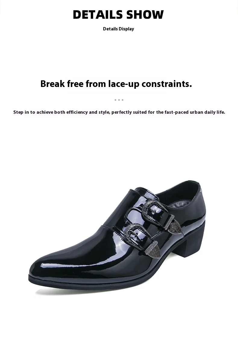 FUQIAO High Heels Herren Formelle Schuhe Retro Leder Männliche Müßiggänger Elegantes Kleid Hochzeit Erhöhte Schuhe Casual Business Oxfords – Detail 9