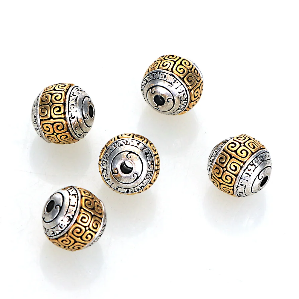 

5 шт. 10 мм дизайнерские винтажные золотые посеребренные металлические полосатые бриллианты бусины для самодельных ювелирных изделий Аксессуары для изготовления