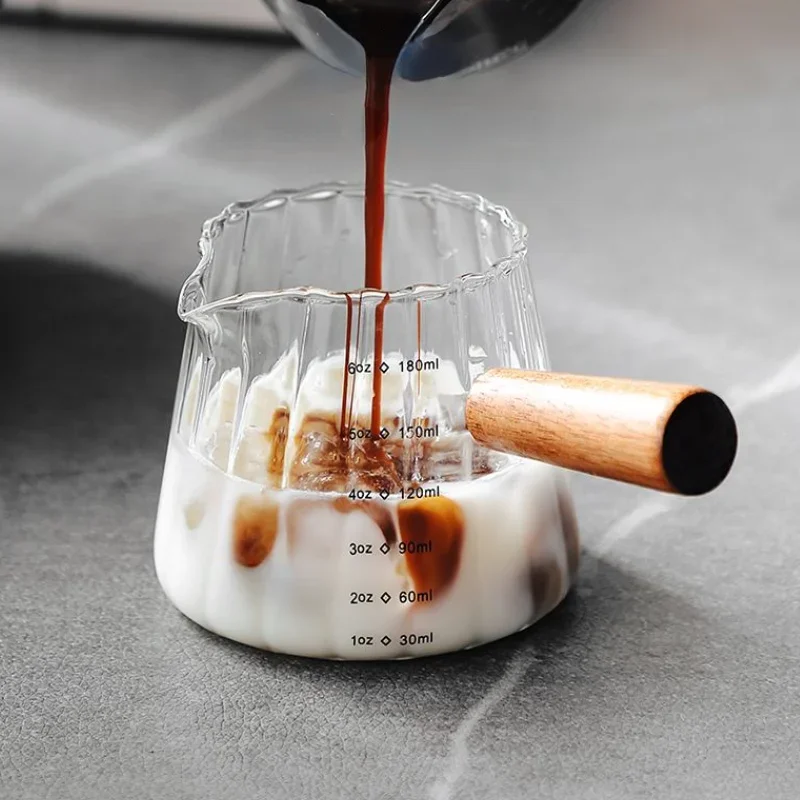 Coffee Extraction Cup Glass Double Mouth Home Engraved Measure High Temperature Resistance Italian Espresso Oz Cup measuring cup