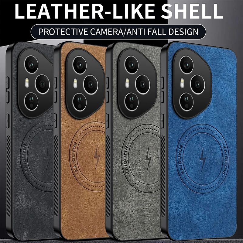 Luxury Leather Texture Wireless Charging Magnetic Phone Case - Shockproof Cover