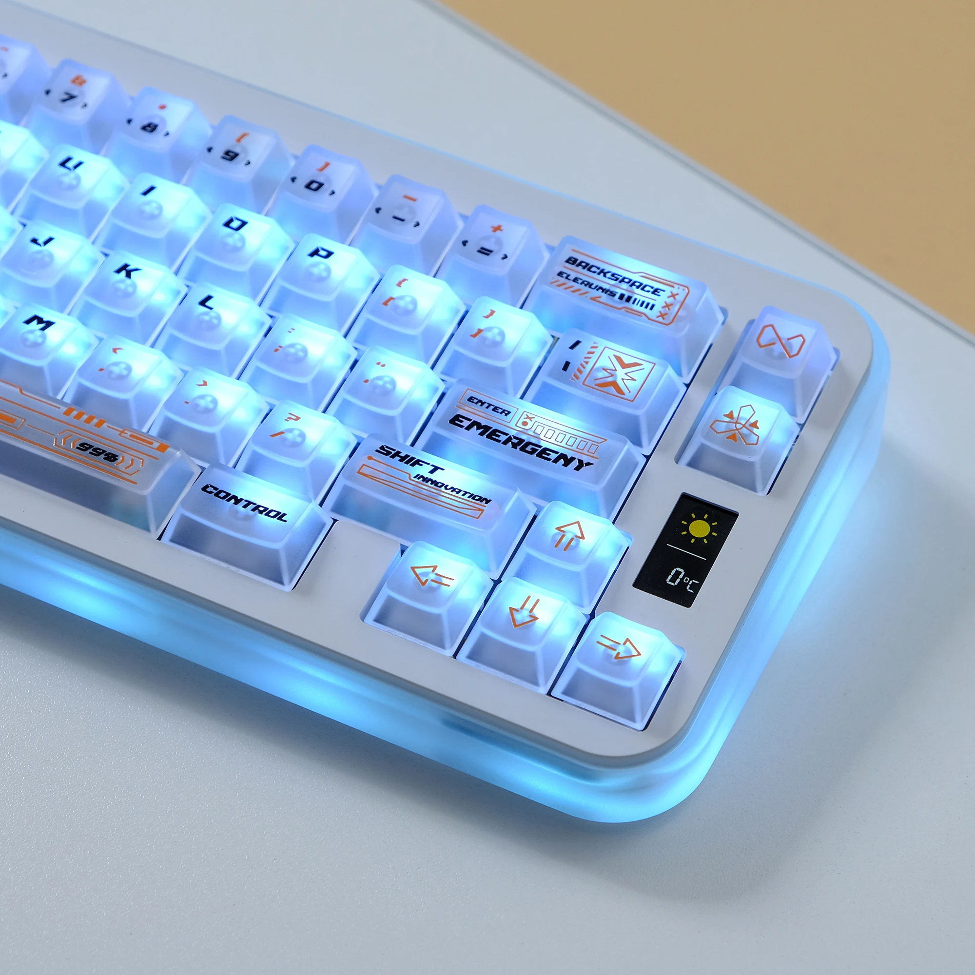 KBDiy Tastenkappe im Cyberpunk-Stil, ISO, weiß, matt, durchscheinend, Kirschprofil, UV-Druck, PC-Tastenkappen für 60 mechanische Gaming-Tastaturen – Detail 3