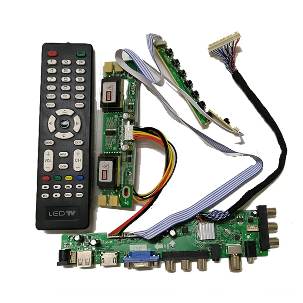 Kit Monitor Tv Dvb-T Dvb-C Per Lm190Wx1 Ltm190M2 Schermo Led Lcd Hdmi + Vga + Driver Scheda Controller Usb + Tv