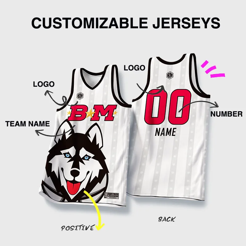 Children Basketball Kits For Boys Girls Funny Cute Animal Husky Prints  Custom Team Name Number Logo Jerseys Shorts Uniforms Gift