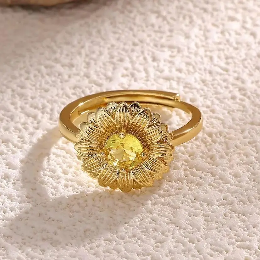 Luxury Zircon Sunflower Rings for Women