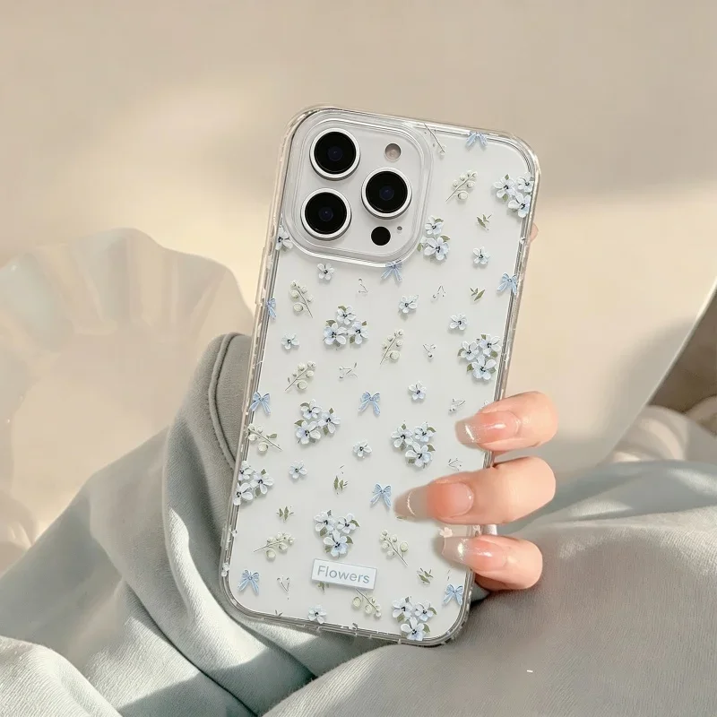Elegant Clear Floral TPU Phone Case with Leaf Design