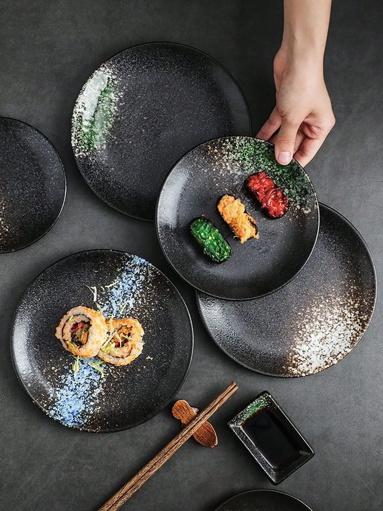 Japanese Style Ceramic Circular Dinner Plate Dessert Dish Plate