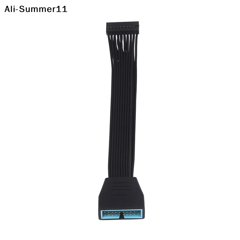【Av1】미니 USB 3.0 19/20핀 내부 확장 헤더 어댑터 케이블 마더보드용 검정색 플랫 와이어 케이블 5.9인치/15cm