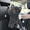 Plush Tissue Dispenser Plush Hangable Animal Car Tissue Holder 2 In 1 Car Tissue Box And Trash Can Decorative Organizer Black 3