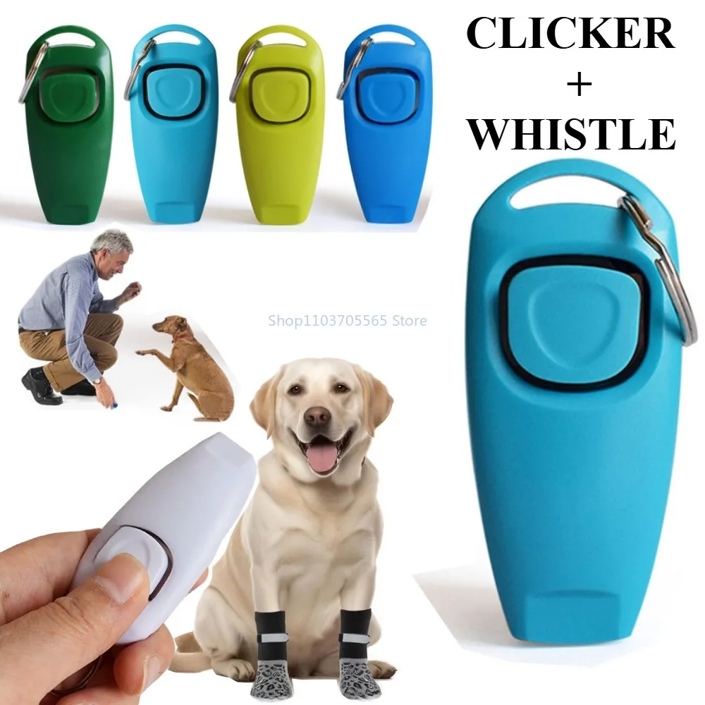 2 In 1 Pet Dog Clicker Dog Training Whistle Clicker Trainer Puppy Stop Barking Training Aid Tool Key Ring Pet Supplies