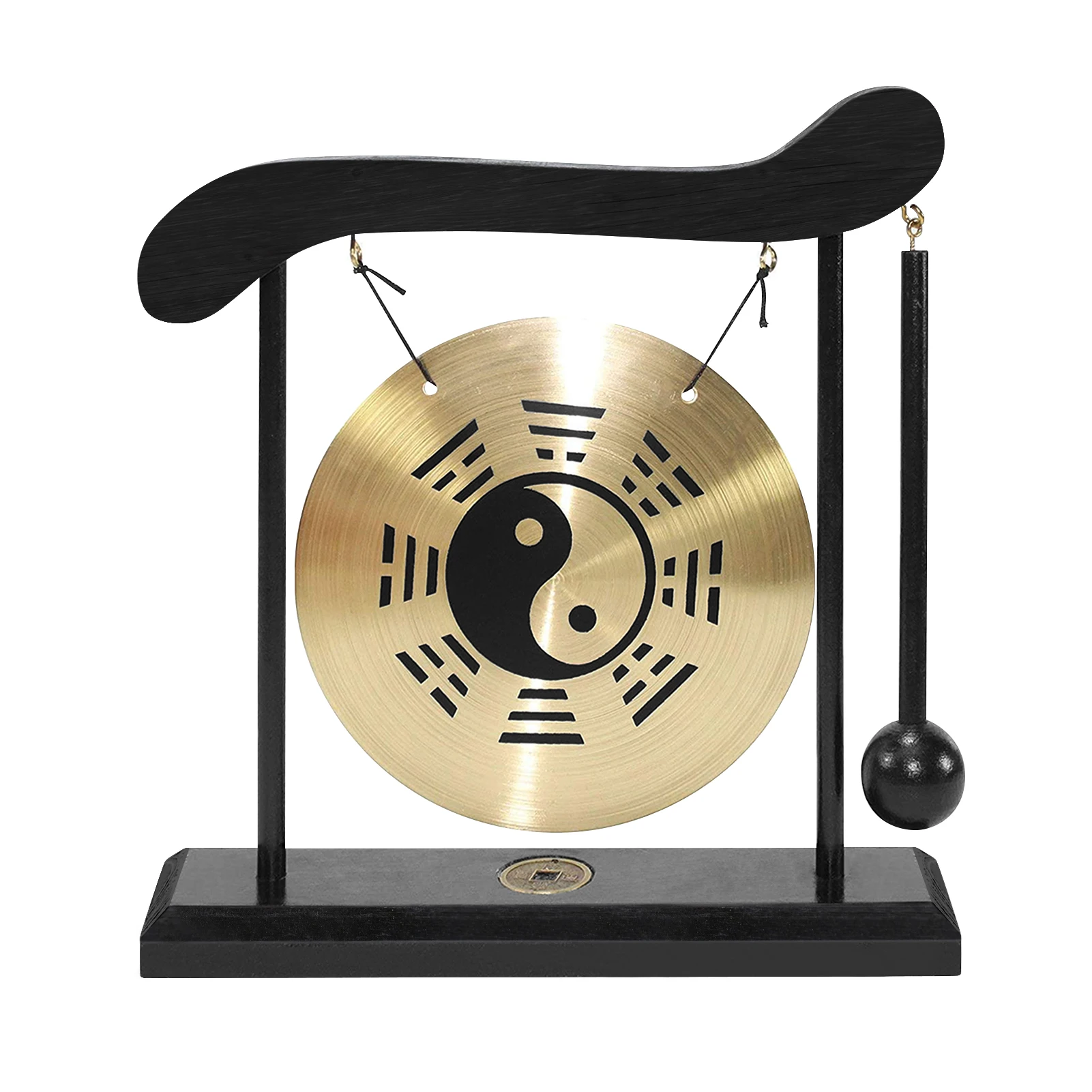 Mini Desktop Gong Table Wind Chime Percussion Instruments with Mallet for Home Decor Housewarming Gift Taiji Symbol Gossip Chart desktop wind chime instruments