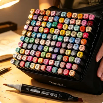 Pennarelli Artistici a Doppia Punta 12-80 Colori per Schizzi e Manga, Penne per Disegno, Cancelleria Scolastica