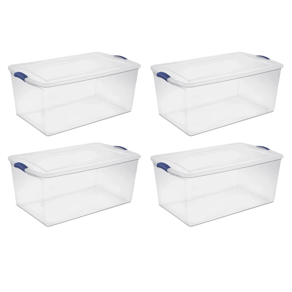 

105 Qt. Latch Box Plastic, Stadium Blue, Set of 4
