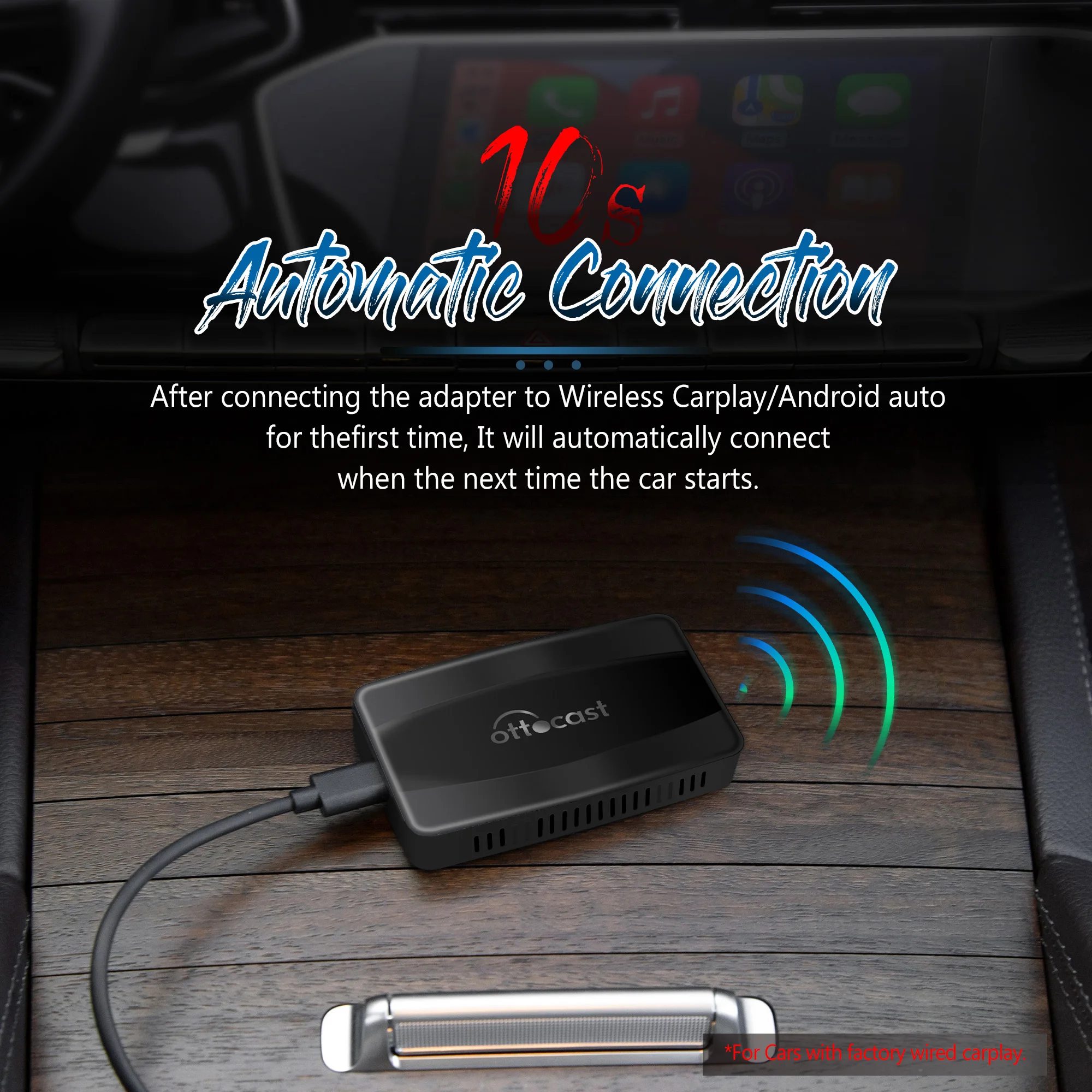 OTTOCAST Wireless CarPlay Wired To Wireless Adapter Dongle Multimedia  Player Auto Part for Audi Ford Honda VW MG Chery Chevrolet - AliExpress