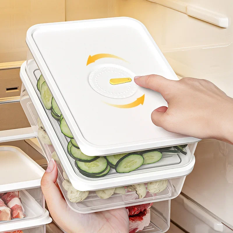 Storage Boxes 6PCS Refrigerator Frozen Meat Dispenser Food Grade Crisper Food Seal Timing Kitchen Storage