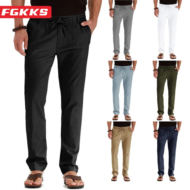 

FGKKS 2023 Outdoor Casual Pants Men's Cotton Slim Leg Corset Pants High-Quality Design Hot Selling Fashion Casual Pants Men