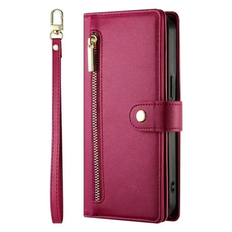 Luxury Zipper Leather Flip Case with Magnetic Closure
