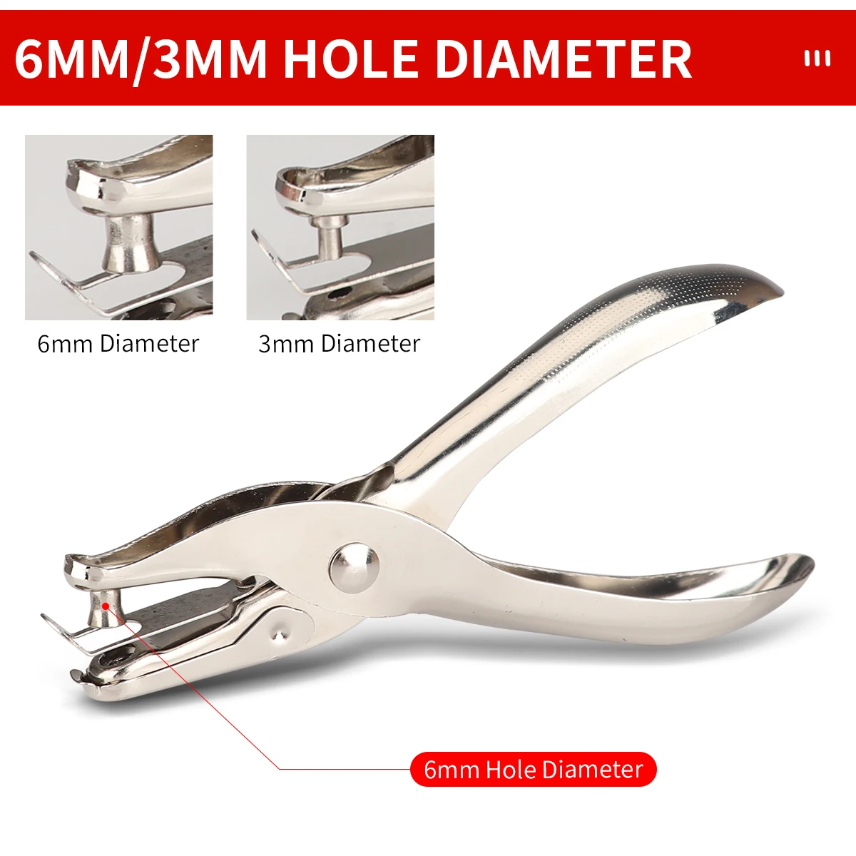 3/6mm Metal Single Hole Puncher Hand Paper Punch Single Hole