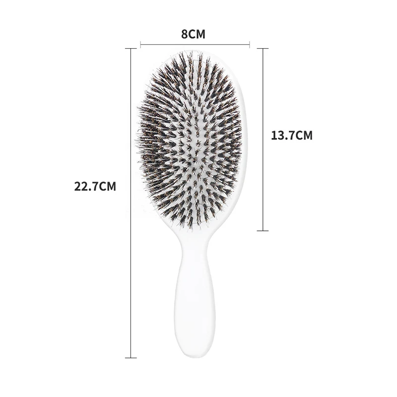 Natural Boar Bristle Massage Hair Brush and Detangler for Smooth and Healthy Hair