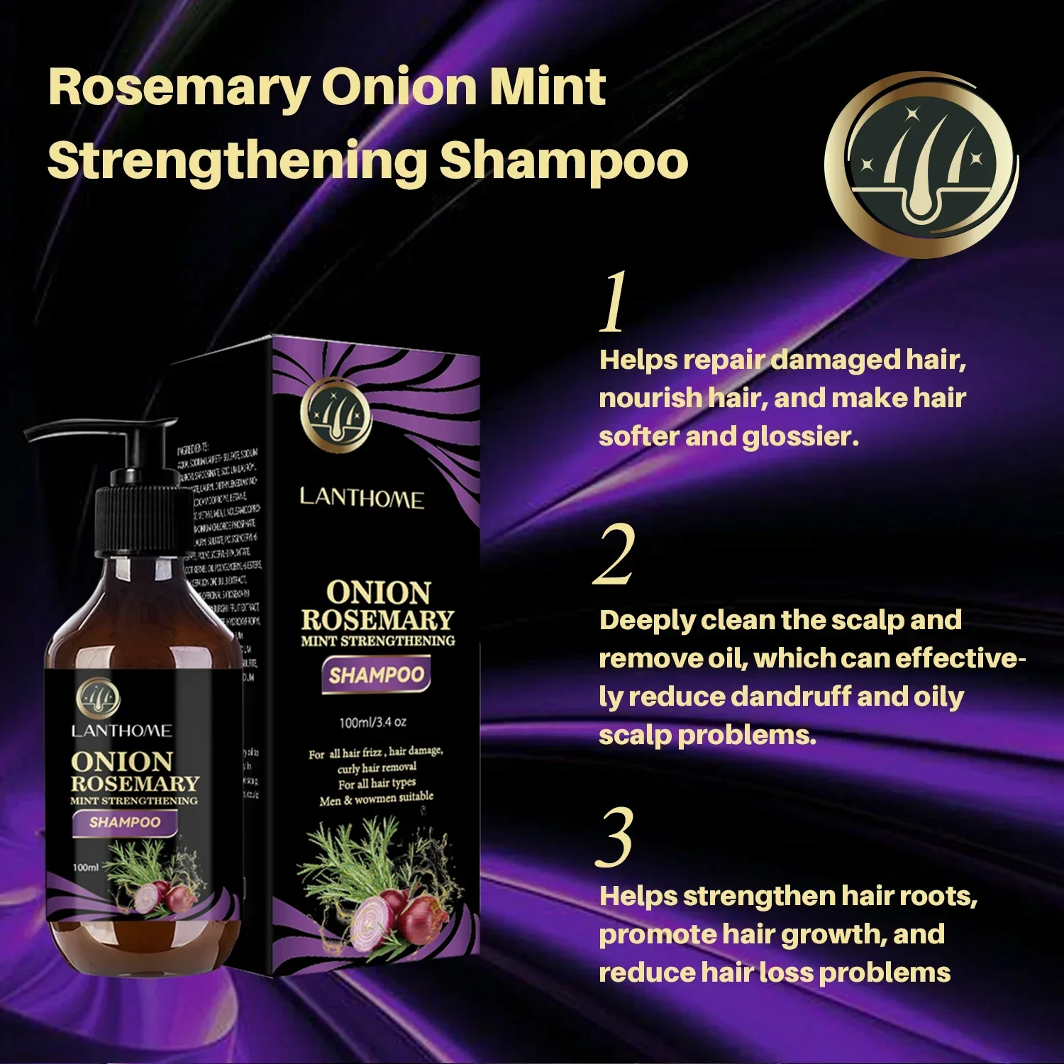 Hair Growth Thickening Shampoo Hair Growth Deep Cleansing Volumizing Shampoo Rosemary Onion Shampoo Hair Thickening Care Product 5