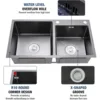 31" x 18" Black Double Bowl Kitchen Sink, Drop-in/Topmount Overmount Kitchen Sinks Basin with 304 Nano-Coated and Accessories 5