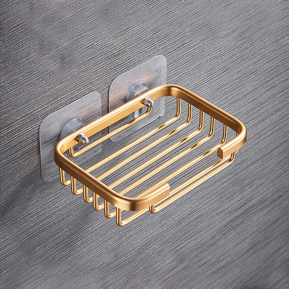 

Aluminum No Punching Soap Holder Bathroom Wall-Mounted Soap Dish Holder Drain Rack Kitchen Spong Storage Stand Soap Container