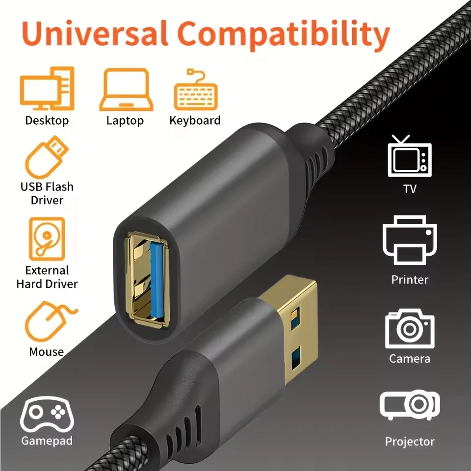 나일론 편조 USB 3.0 남성-여성 고속 전송 데이터 케이블 컴퓨터 카메라 프린터 연장 케이블 0.5m 1m 2m 3m 5m
