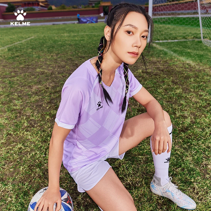 Kelme Women's Football Suit Set Team Clothes Printed Short Sleeve Ball Clothes Outdoor Basketball Sports