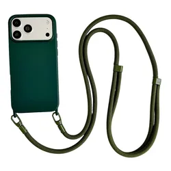 Shockproof Lanyard Case with Adjustable Crossbody Strap - Soft Original Cover - S23 FE (Dark green)