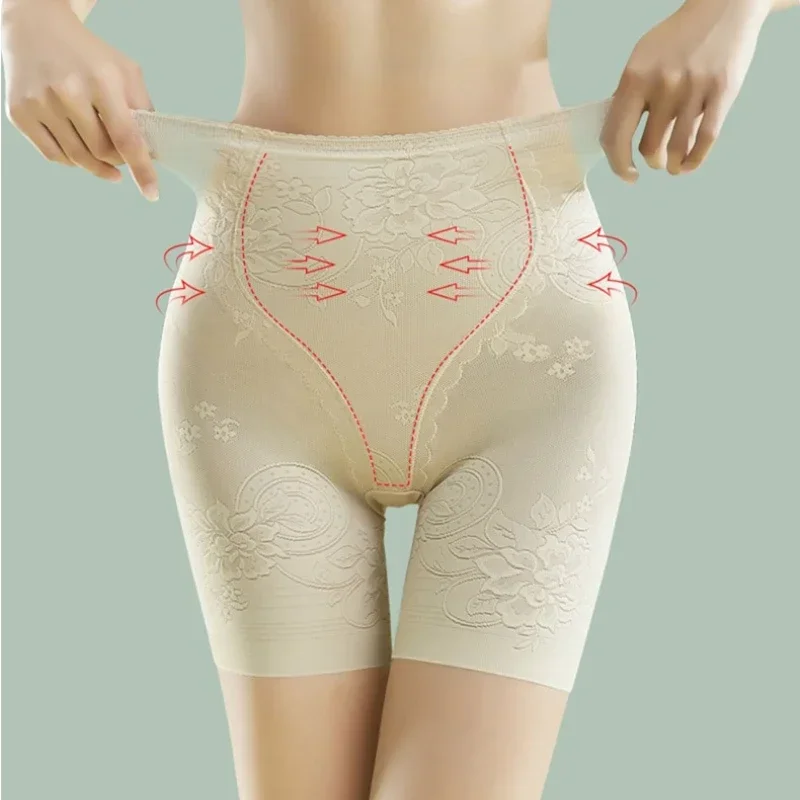 Safety Shorts Seamless Ice Silk Thin Women Postpartum Tummy Control Plus Size Protective Under Skirt Stretch Boxer Briefs