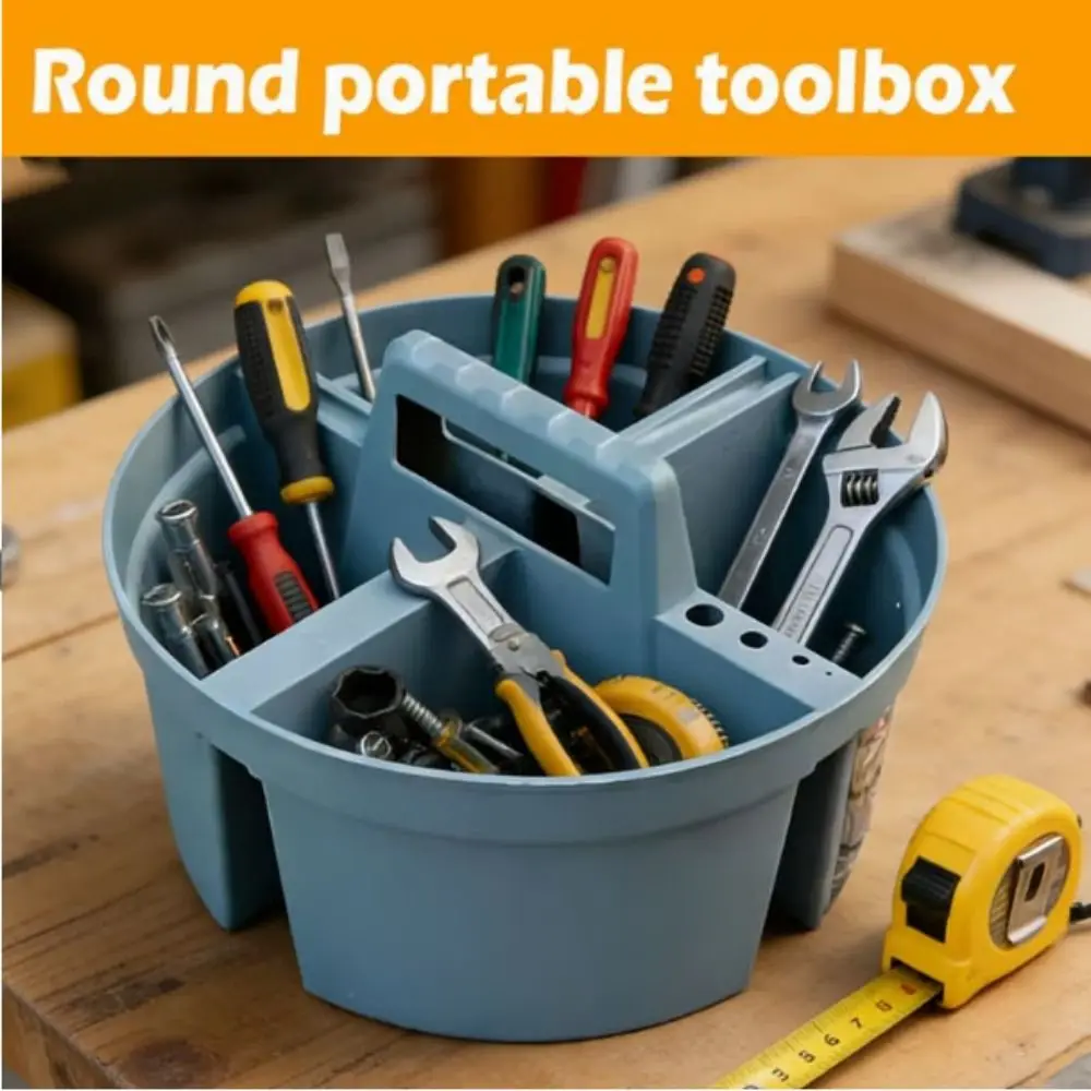 플라스틱 소재 분할형 박스 두꺼운 디자인 휴대용 원형 공구함 다중 수납공간 휴대용 사이즈 부품 박스 너트 및 볼트