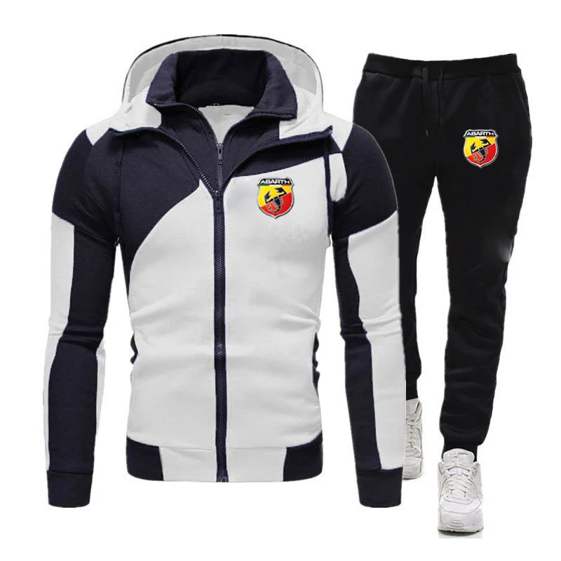 2024 Printing New Abarth Diagonal Zipper Men Spring and Autumn Fashion Hoodie Comfortable Casual Sweatshirts Pant Suit 4