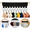 Foldable Hat Towel Hanger Hanging Rack Magic Binding Fabric Cap Hangers with Stainless Steel Clips Wardrobe Clothing Organizer 5
