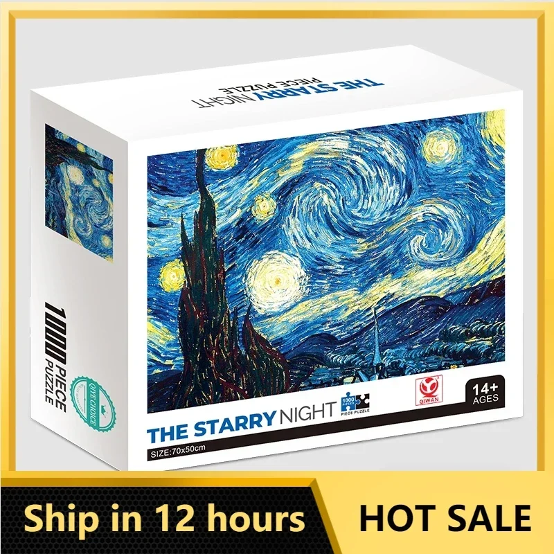 70*50cm Adult Puzzle 1000 Pieces Paper Jigsaw Puzzles The Starry Night Famous Painting Series Learning Education Craft Toys 70 50cm adult puzzle 1000 pieces paper jigsaw puzzle the space sky famous painting series learning education craft toy gifts