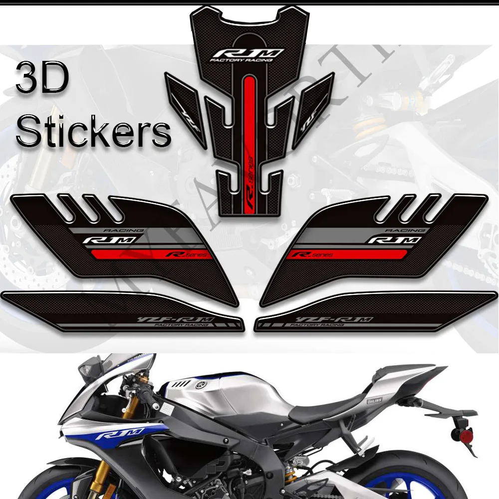 For YAMAHA YZF R1M YZFR1M YZF-R1M Motorcycle Tank Pad Grips 3D Stickers Decal Protector Gas Fuel Oil Kit Knee