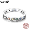 VAMO 925 Sterling Silver CZ Zircon Rings Colorful Stone Woman Rings Sparkling Wedding Ring Grils Anniversary Gift Jewelry 2