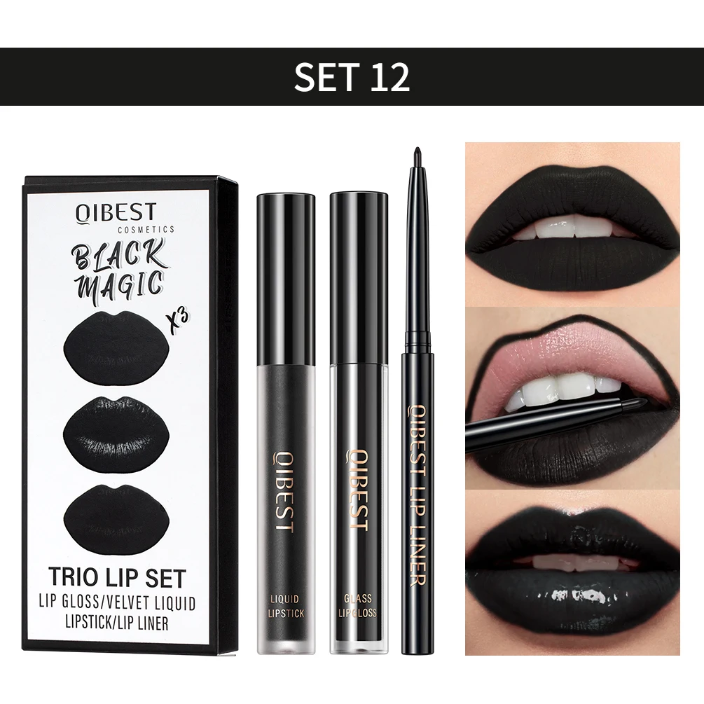 3pcs Lip Makeup Sets Lip Gloss Glaze Tint Long-lasting Matte
