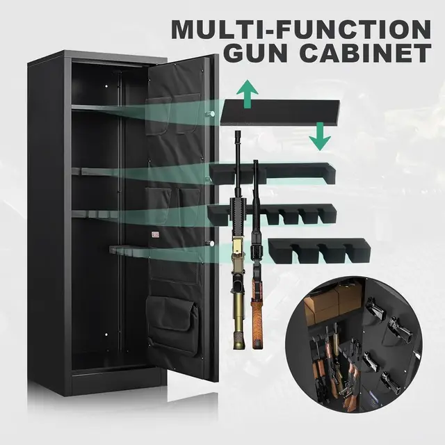 Large Home Gun Safe for Rifles, Pistols, and Shotguns with Quick Access Digital Lock, Adjustable Shelves, and Handgun Compartmen 5