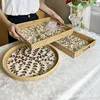 Rattan Shell Color Storage Round Handmade Home Living Room Light Luxury Picnic Fruit Plate Candy Restaurant Advanced Tray 4
