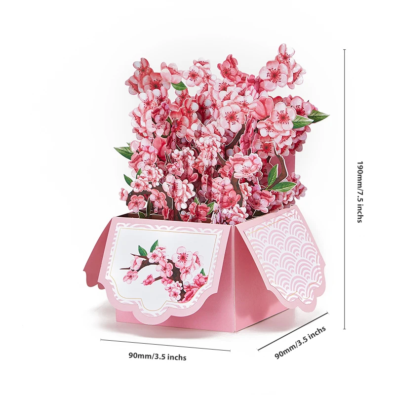 Butterflies Flower Pop Up Cards Paper Flower Bouquet Card Box 3D Popup Greeting Cards Valentine's Day Mother's Day