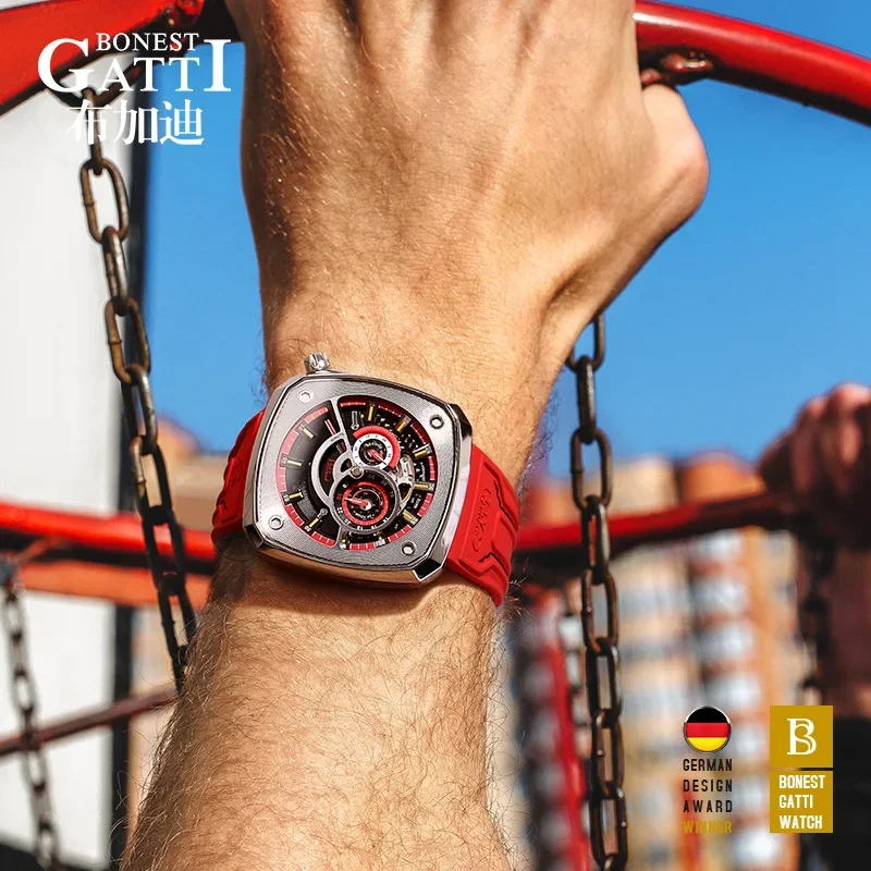 BONEST GATTI Offshore Speed &middot; New Colors German Craft Brand Square Waterproof Men's Fully Automatic Mechanical Watch