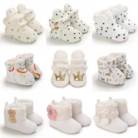 0-1 year old warm baby cotton boots winter thick plush baby snow boots cute casual soft soled casual walking shoes 1