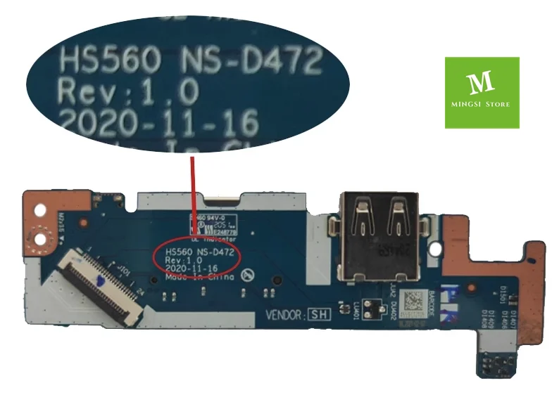 Placa de Botão Usb para Lenov Ideapad 15s Itl Alc Ns-d522 Ns-d472 2023