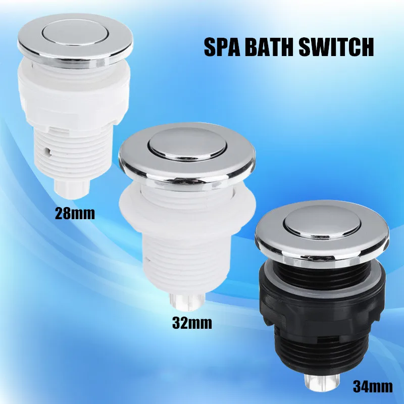 Pneumatic Switch On Off Push Air Switch Button 28mm/32mm/34mm For Bathtub Spa Waste Garbage Disposal Whirlpool Switch