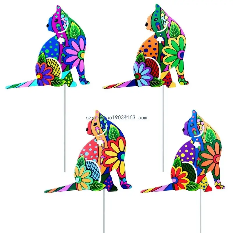 

Металлические красочные кошачьи вставки в форме сада, художественное украшение для наружного использования в помещении