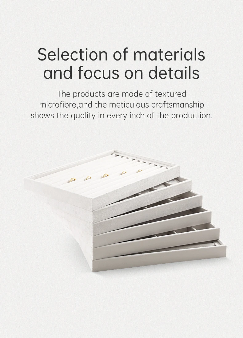 Velvet Ring Earring Bracelet Necklace Display Tray | Stackable Jewelry Organizer Drawer... - SKU VJDT0907 - UGI Packaging